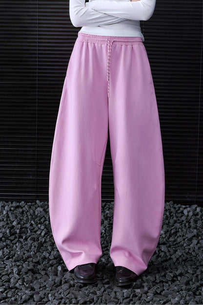 ピンクドローストリングワイドスウェットパンツ　B5022