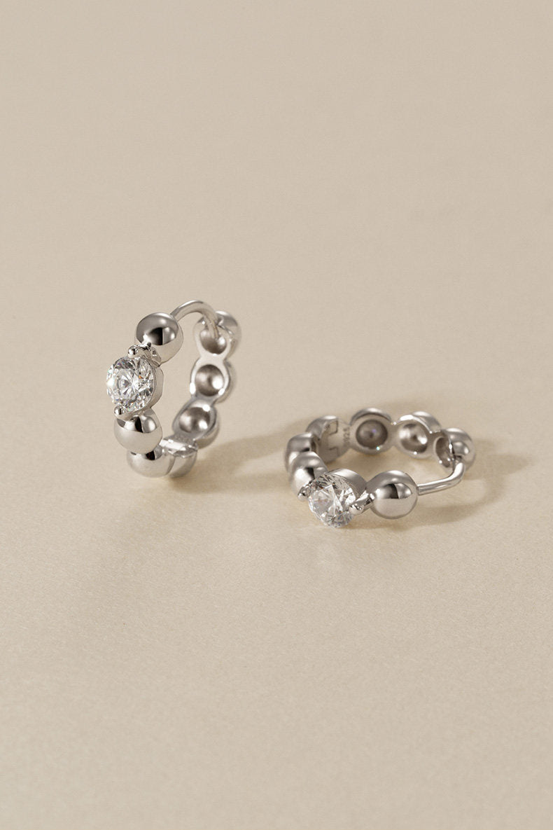 S925 Cubic Zirconia Star Circle Hoop Earrings B5010