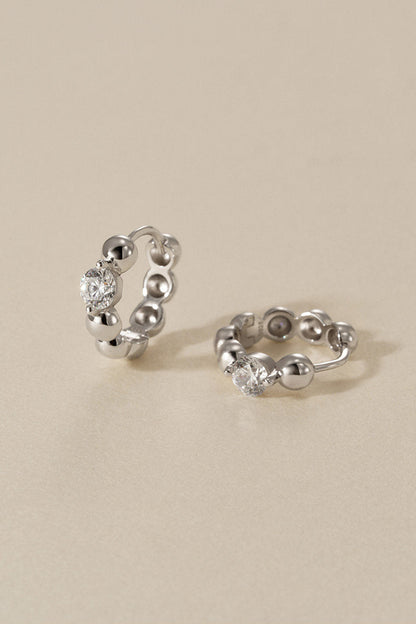 S925 Cubic Zirconia Star Circle Hoop Earrings B5010