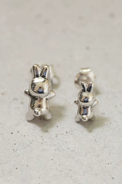 S925 不對稱兔子耳耳環和耳夾 B4497