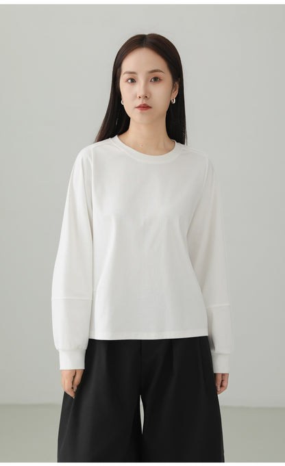 Cotton Stretch Minimal Loose Long Sleeve T-shirt B4727