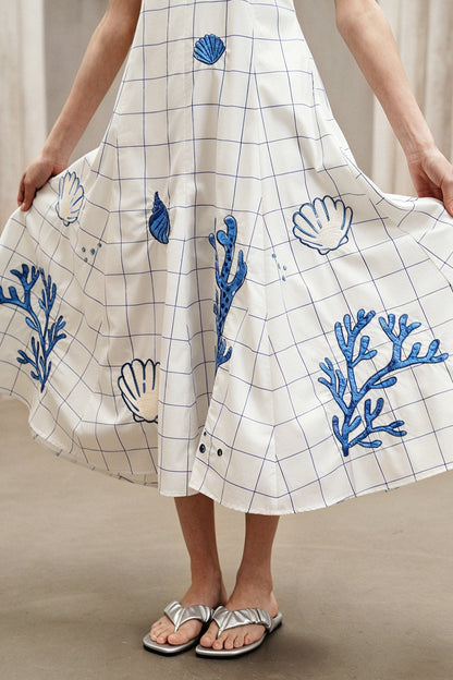 Summer Pine Embroidered Plaid Dress B4793