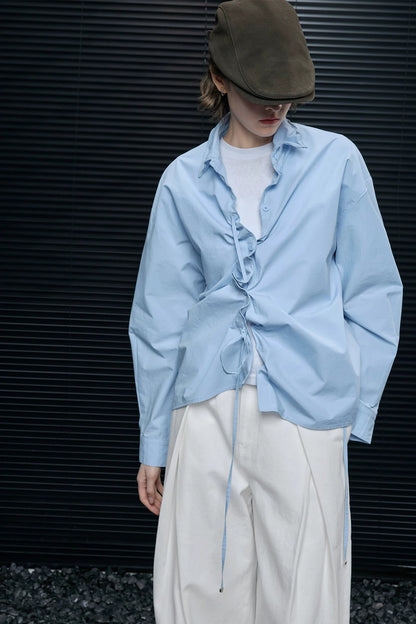 スカイブルーフレキシブルギャザーシャツ　B4667