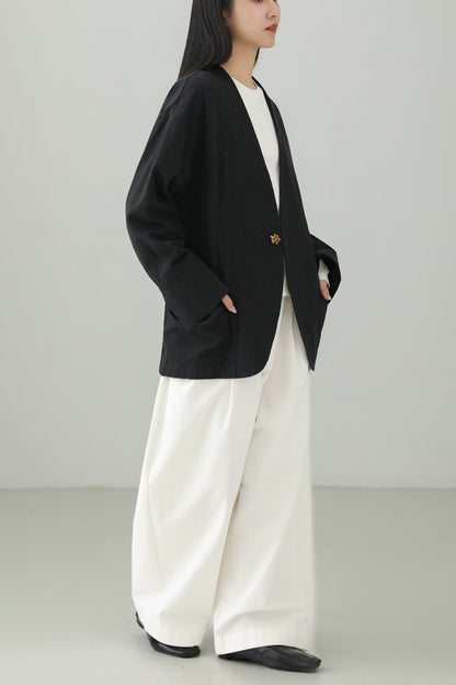 Minimalist Jacquard V-Neck Jacket B4659