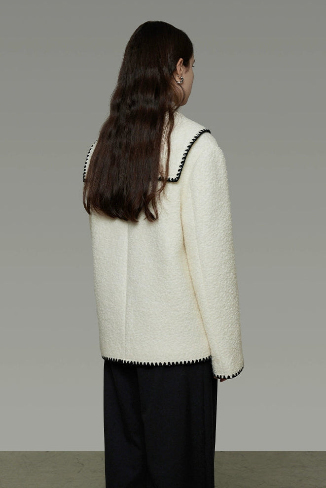 香奈兒風格撞色羊毛混紡大衣 B4490