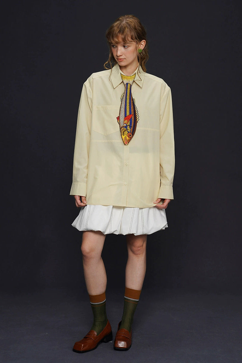 イエローフィッシュヴィンテージ刺繡ネクタイ　B4162