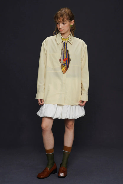 イエローフィッシュヴィンテージ刺繡ネクタイ　B4162