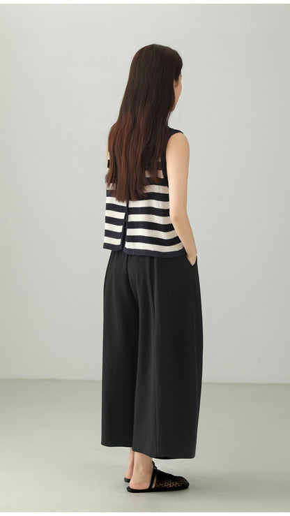 Tencel Cotton Cropped Wide Pants B4763