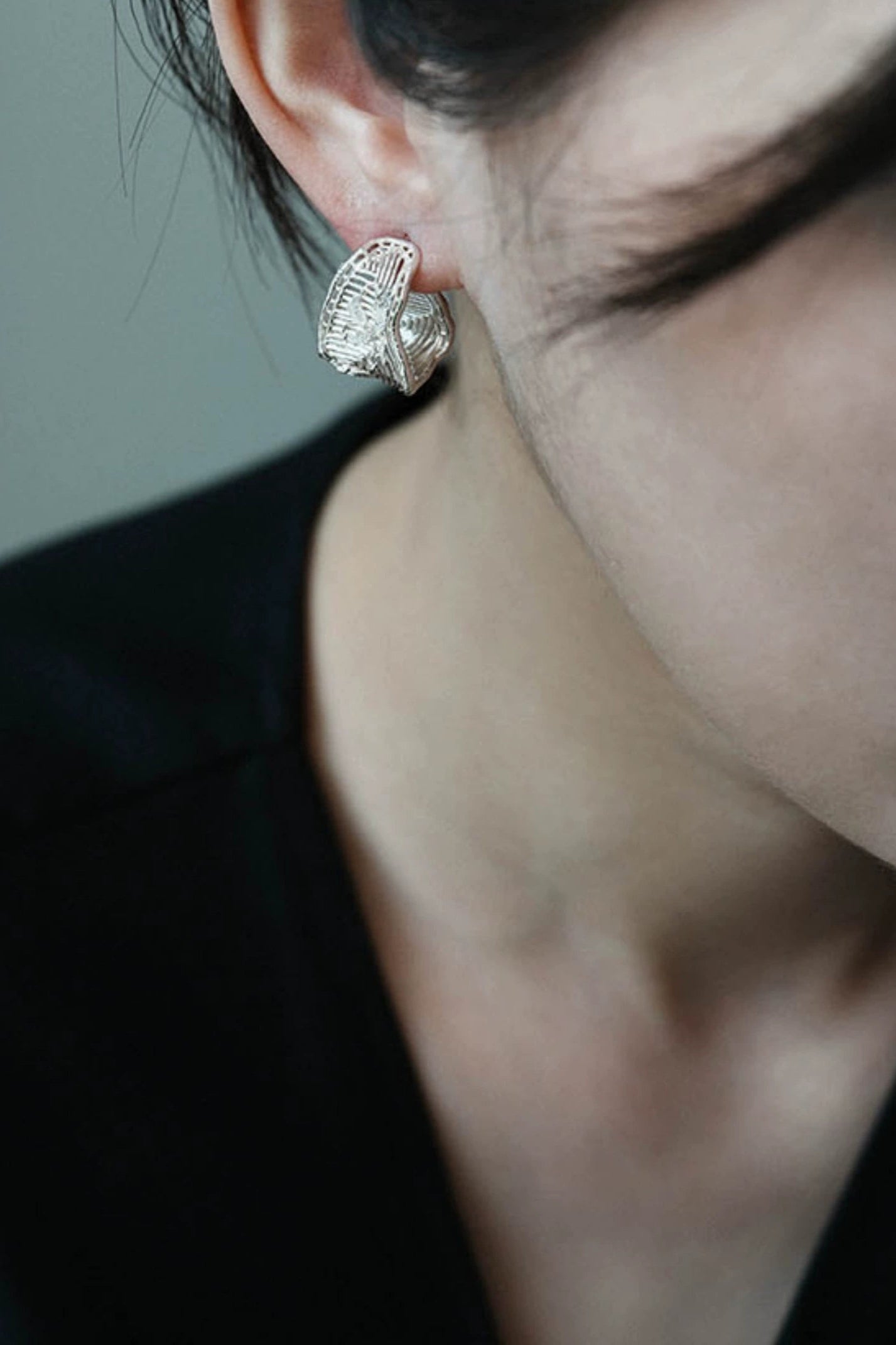 S925ヴィンテージクチナシファイバーハイエンドニッチピアス　B4146