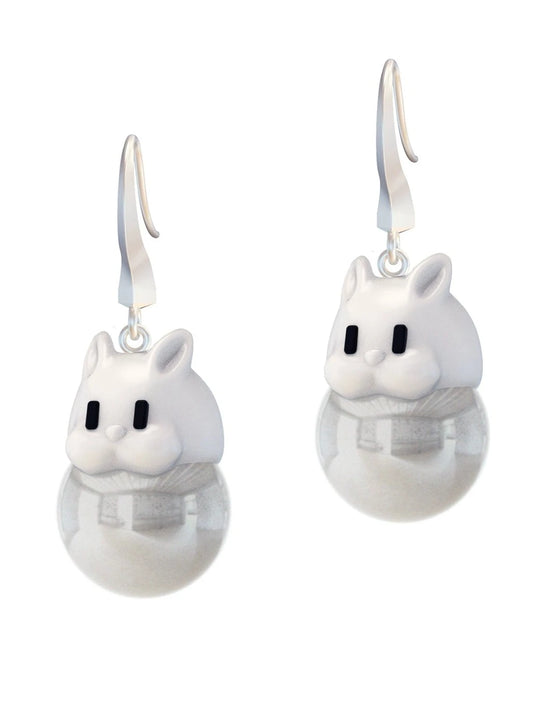 White rabbit pearl polygon earrings B2799