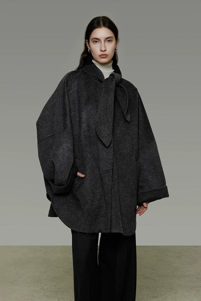 繫領雙面羊毛大衣 B4505