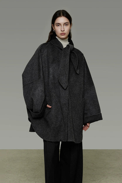 繫領雙面羊毛大衣 B4505