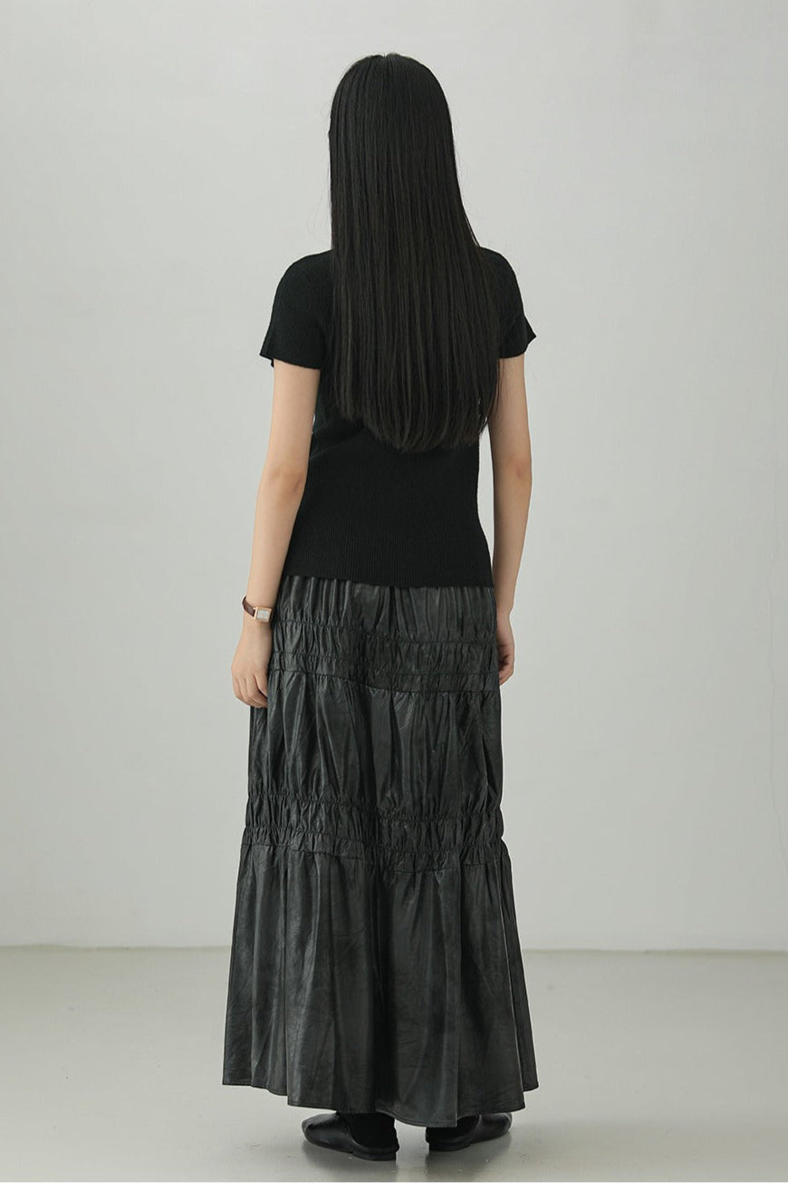 ミニマリストテンセルウール混半袖セーター　B4267