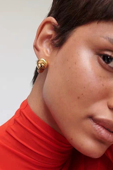 S925ジャイアントファイヤータイガーアイピアス　B4387