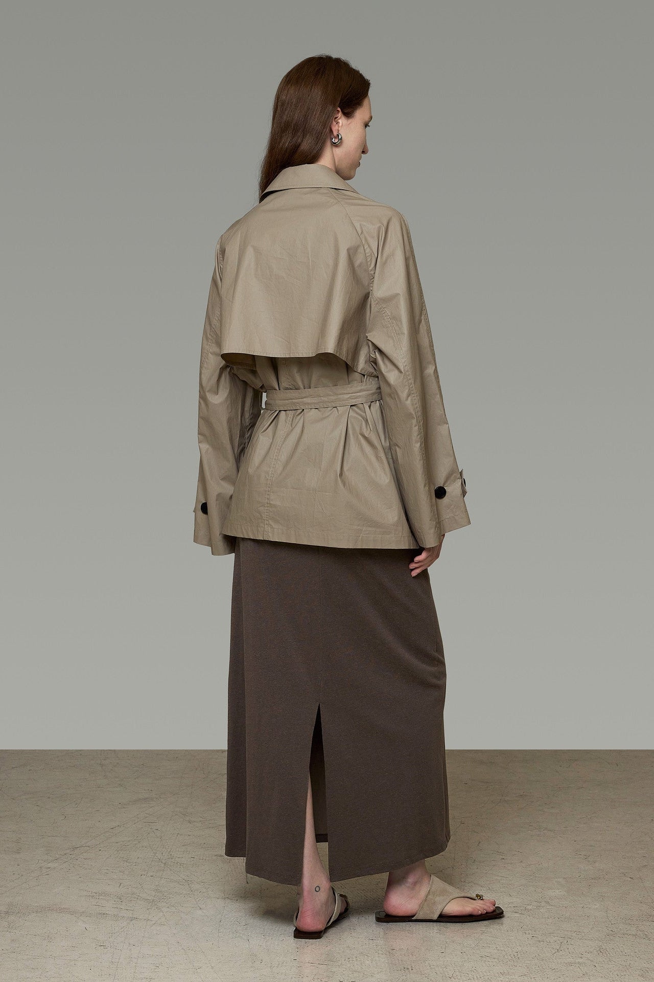 Double Front Mid-Length Trench Coat B4902