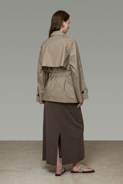Double Front Mid-Length Trench Coat B4902