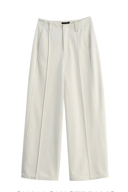 加厚羊毛白色直筒褲 B3544