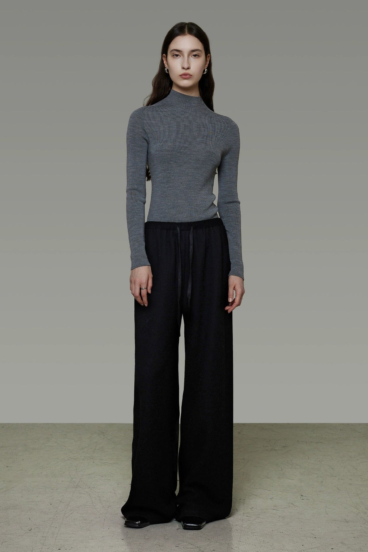 ドローストリングリラックス＆スリミングワイドパンツ　B4502