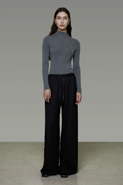 ドローストリングリラックス＆スリミングワイドパンツ　B4502