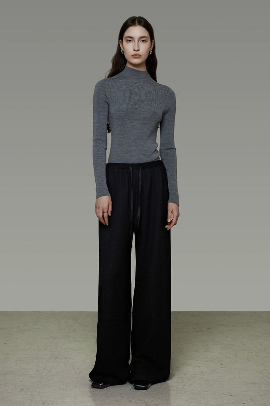 ドローストリングリラックス＆スリミングワイドパンツ　B4502