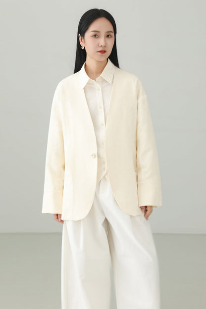 Minimalist Jacquard V-Neck Jacket B4659