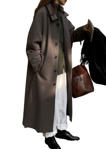 Herringbone tweed lapel coat B2164