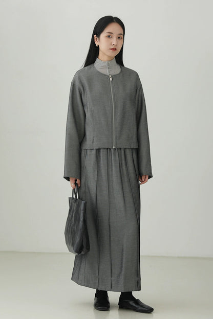 Tencel Linen Minimalist Collarless Jacket B4271