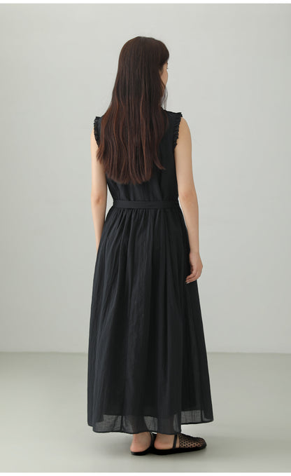 Natural Wrinkle V-Neck Sleeveless Dress B4755