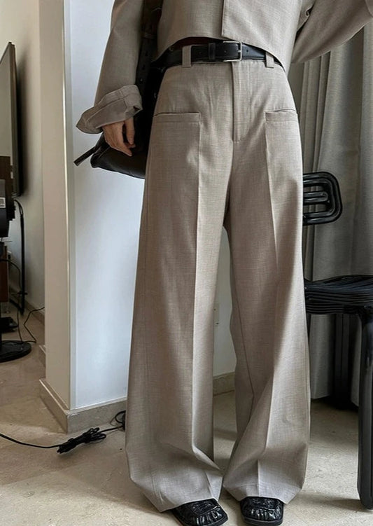 Wide leg horizontal pocket pants B2590