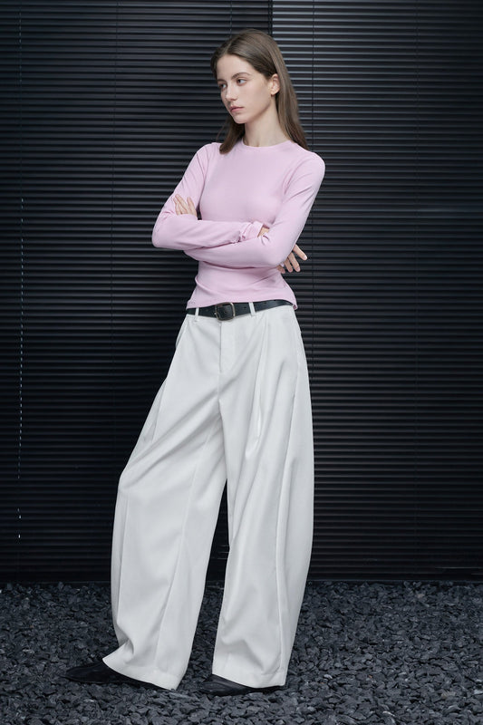 ホワイトストレートスーツワイドパンツ　B4686