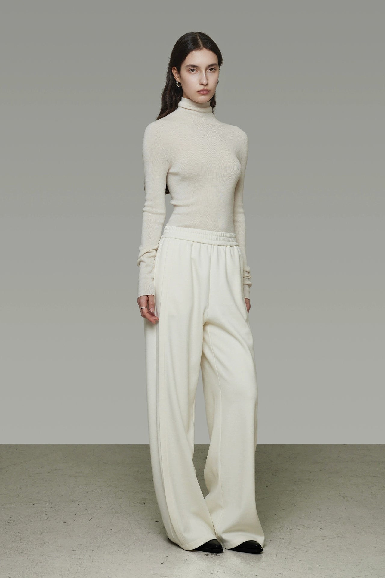 Elastic waist versatile wide pants B4487