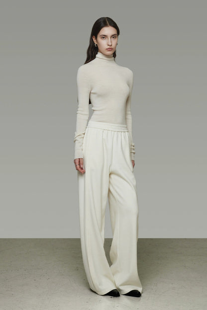 Elastic waist versatile wide pants B4487