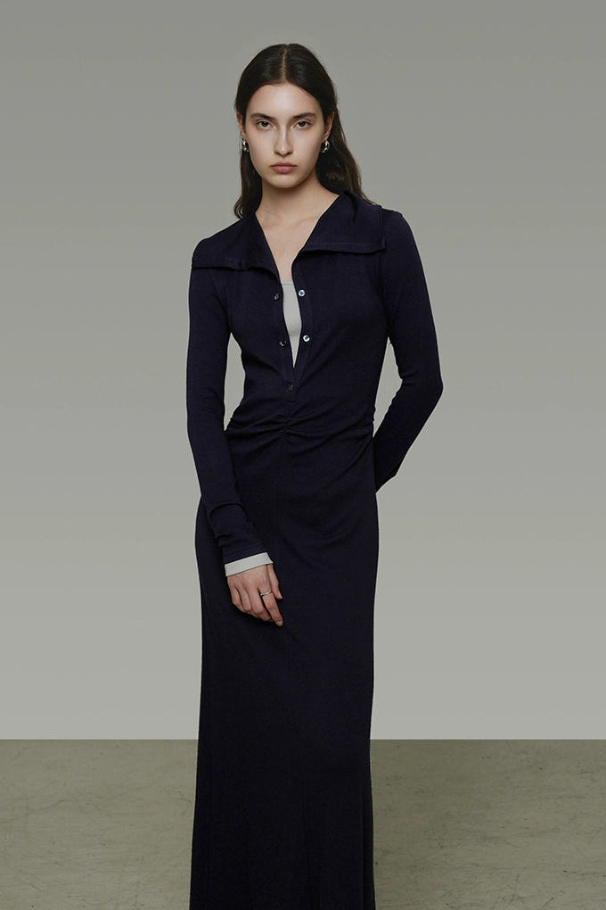 假兩件式半開衩長裙 B4491