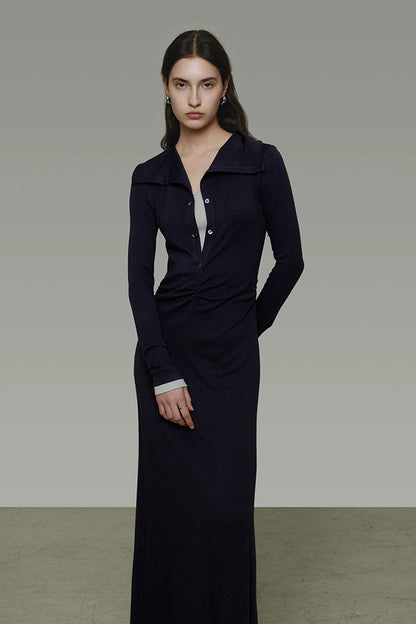 假兩件式半開衩長裙 B4491