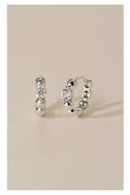 S925 Cubic Zirconia Star Circle Hoop Earrings B5010