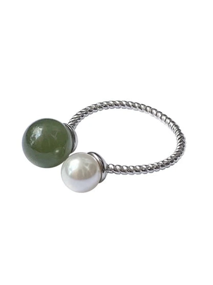 Hotan jade pearl open ring B2669