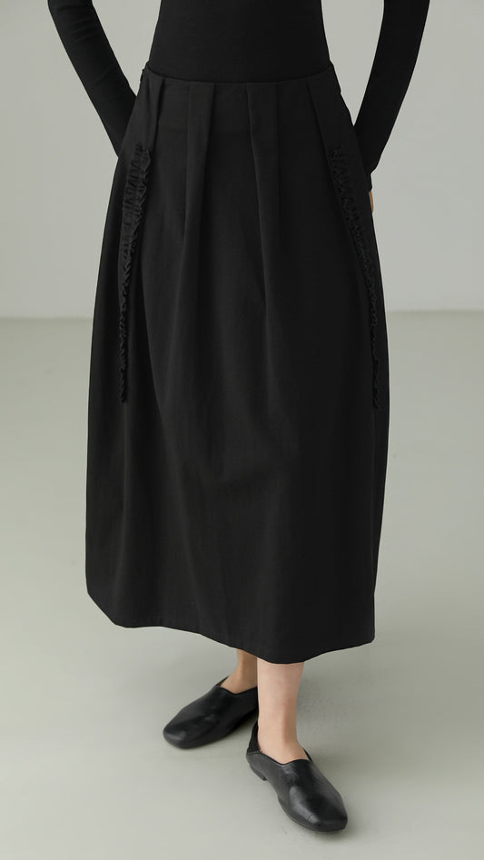 テンセルコットンフリルエッジバブルスカート　B4724