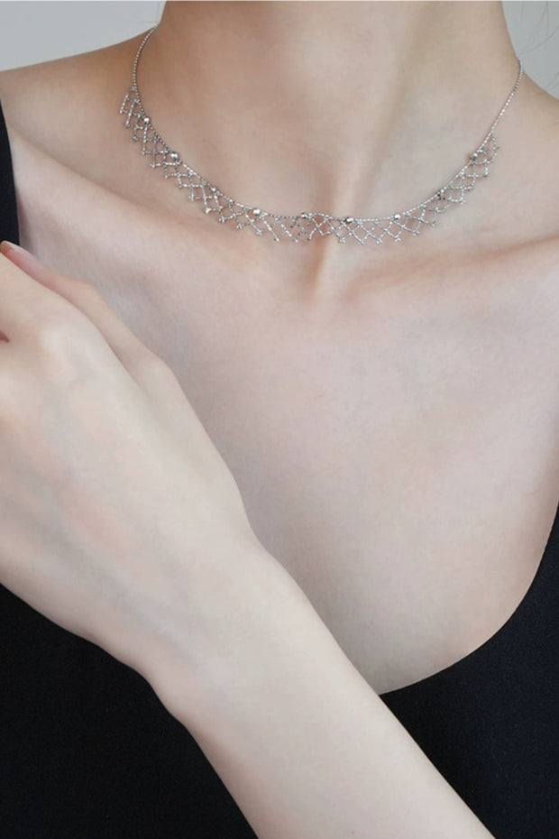 S925メッシュ編みレースネックレス　B4190