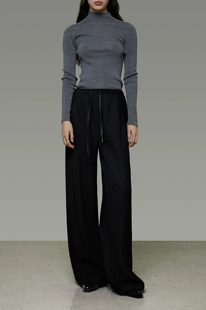 ドローストリングリラックス＆スリミングワイドパンツ　B4502