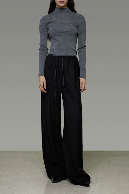 ドローストリングリラックス＆スリミングワイドパンツ　B4502