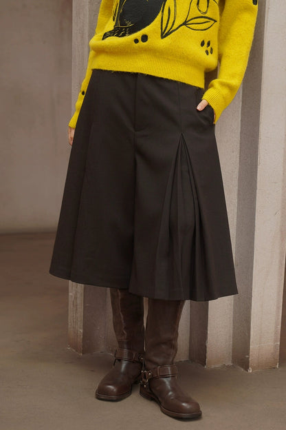 コーヒーカラーAラインワイドスカンツ　B4450