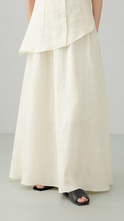 Minimal Linen Jacquard Long Skirt B4831