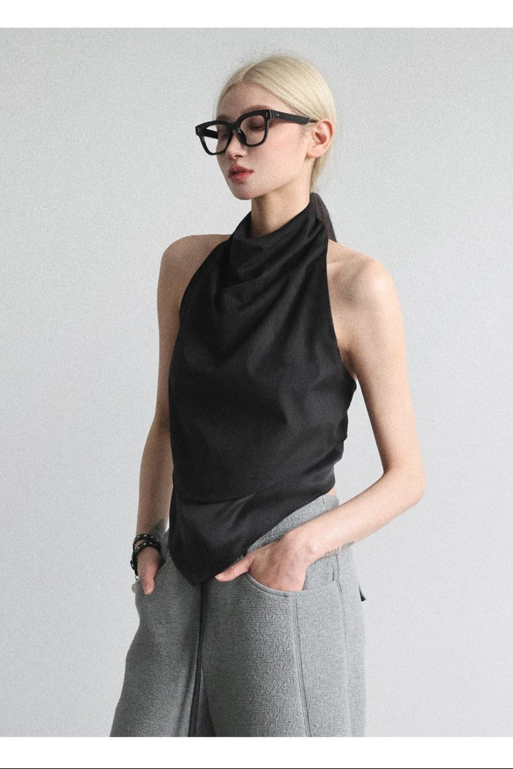 High-neck fake two-piece top B4649