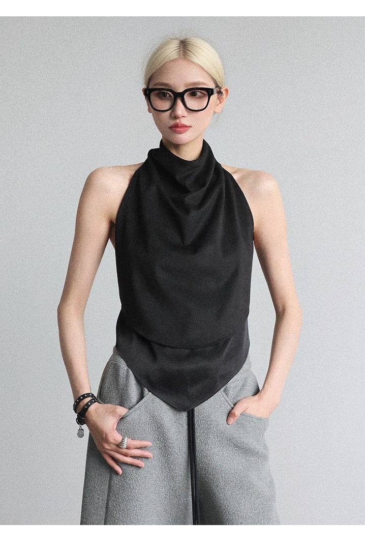 High-neck fake two-piece top B4649