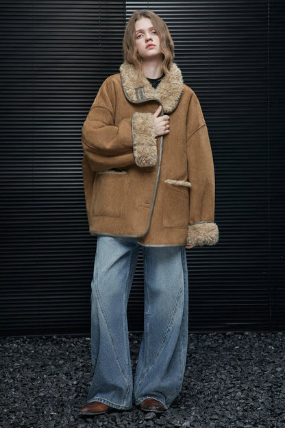 PUリバーシブルシアリングコート　B4576