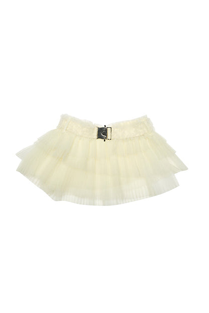 Multi-layer pleated mesh skirt B3790