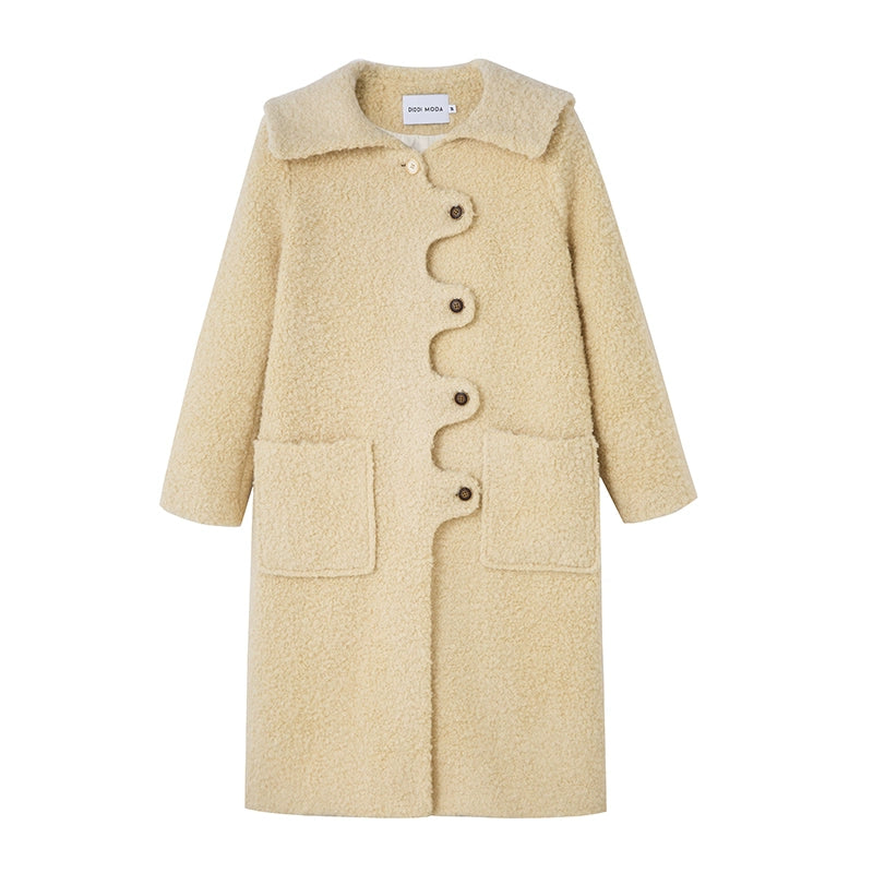 Light Color All-match Warm Winter Wool Coat B2238