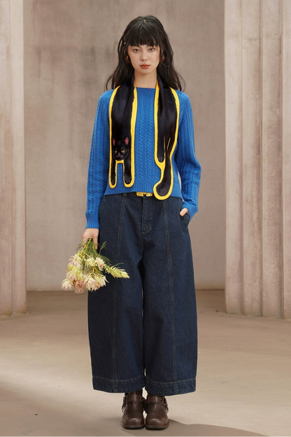 黒猫プリントスカーフ　B4453