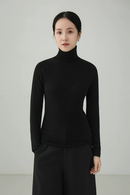 100% ウールウルトラファインハイネックセーター　B4531