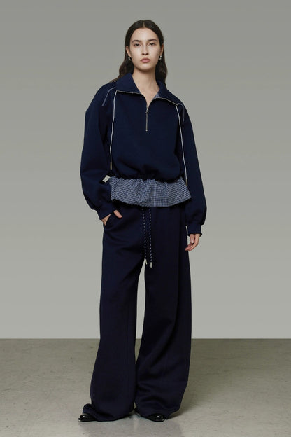 Contrast half-zipper sweatshirt B4441